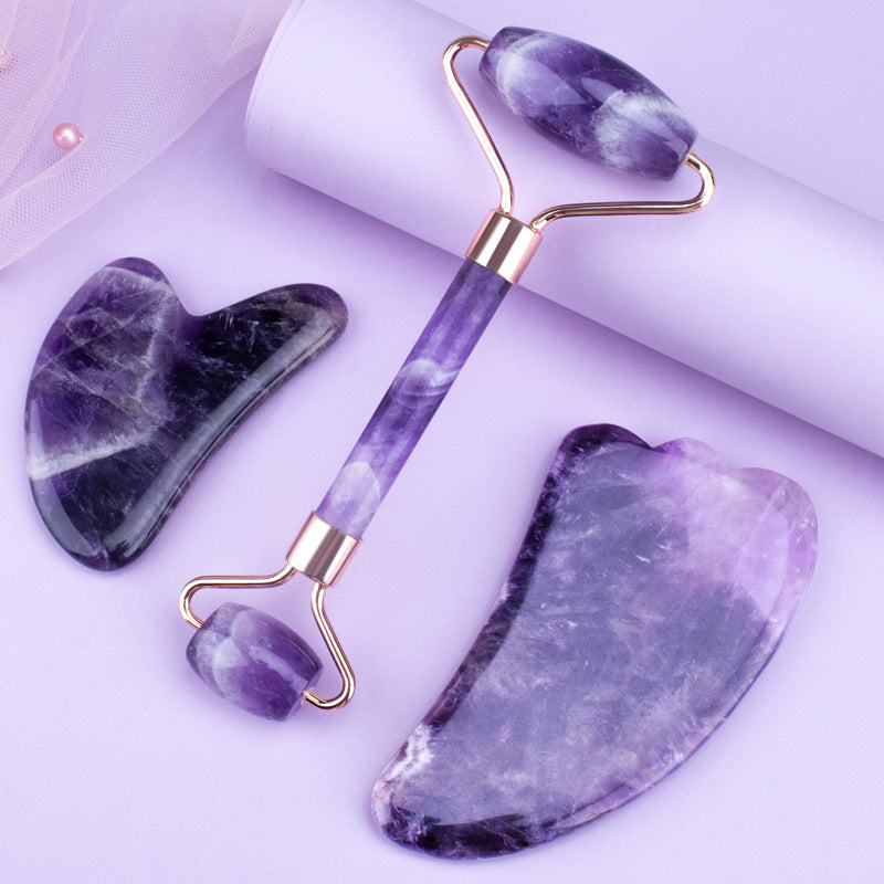 The Amethyst Crystal Gua Sha & Roller Set