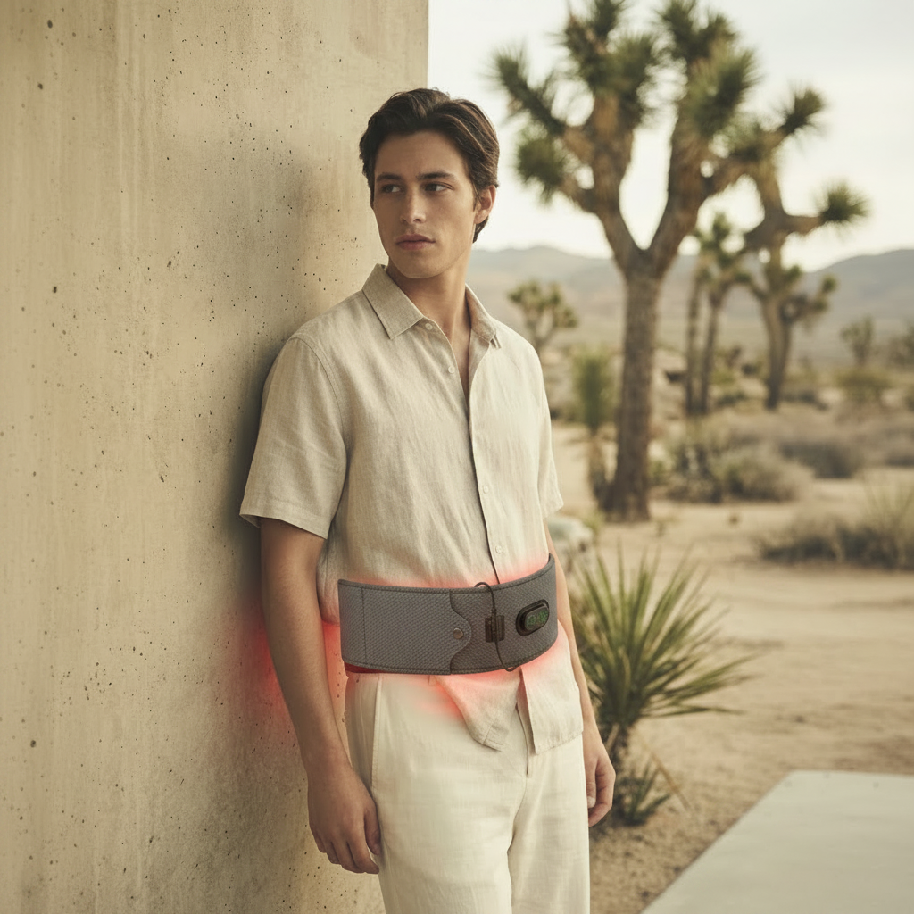 Red Light Belt — On Model Desert Shot